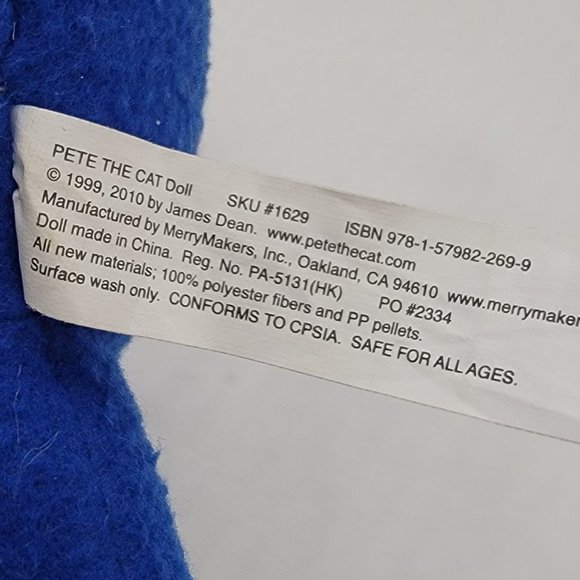 Pete The Cat Plush Animal Doll Based on the Books James Dean Blue Red Heart 12" - Picture 10 of 10